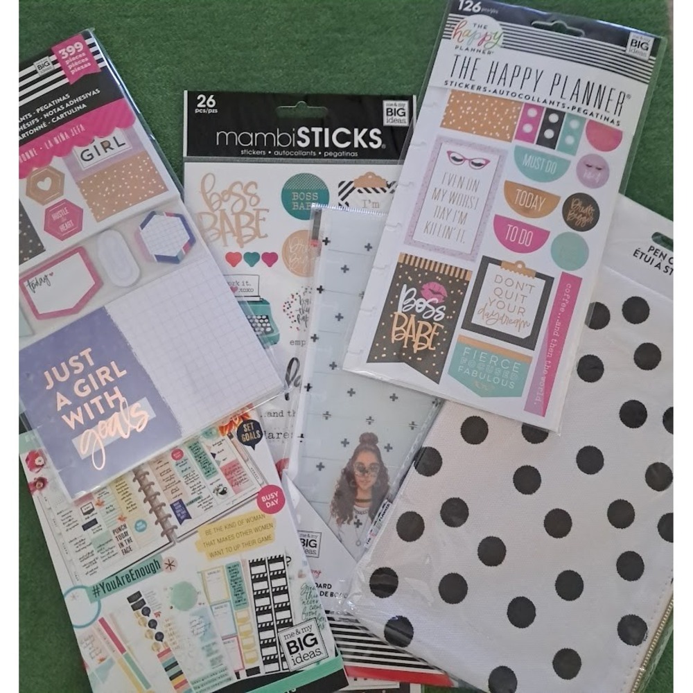 Lot of 6 The Happy Planner MAMBI Stickers, Accessories, Pen Case Goals Boss Babe